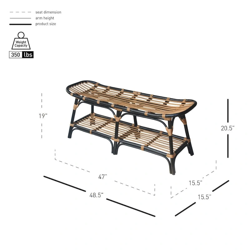 Panca in Rattan con Ripiano