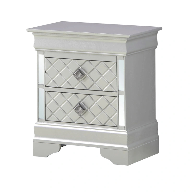 Comodino a 2 cassetti in Legno Specchiato