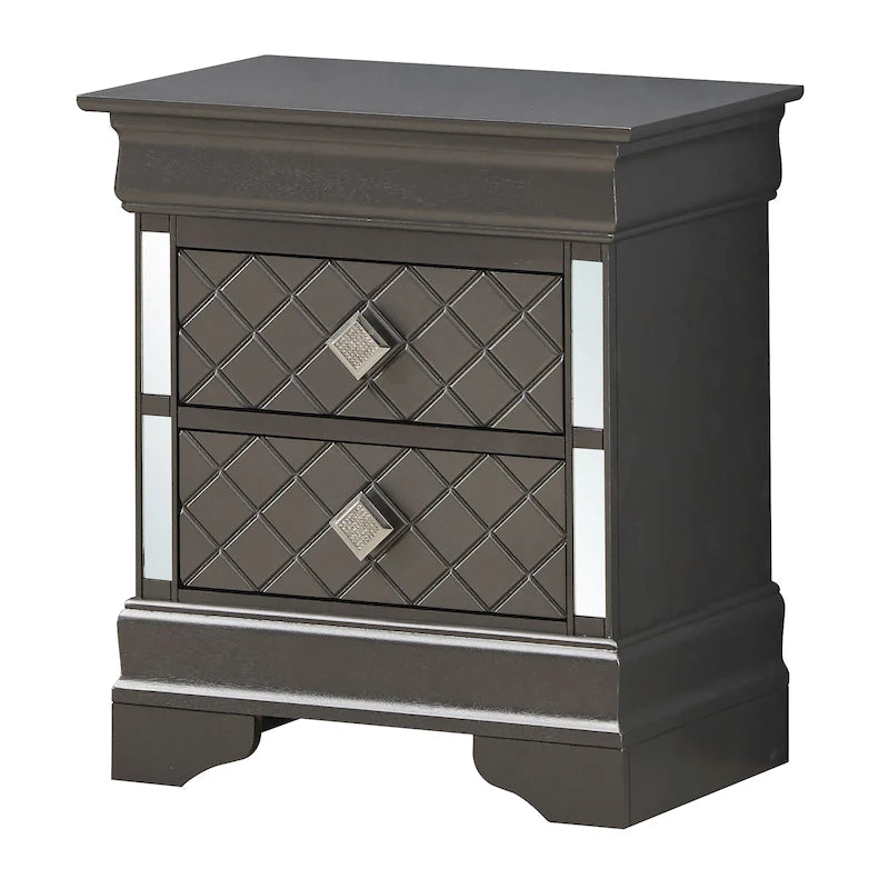Comodino a 2 cassetti in Legno Specchiato