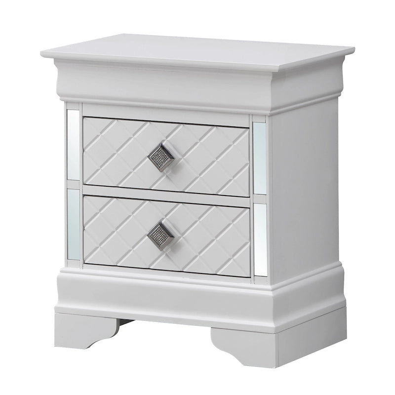 Comodino a 2 cassetti in Legno Specchiato