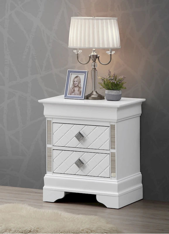 Verona Mirrored Wood 2-drawer Nightstand