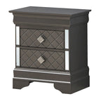 Comodino a 2 cassetti in Legno Specchiato
