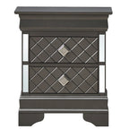 Comodino a 2 cassetti in Legno Specchiato