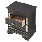 Comodino a 2 cassetti in Legno Specchiato