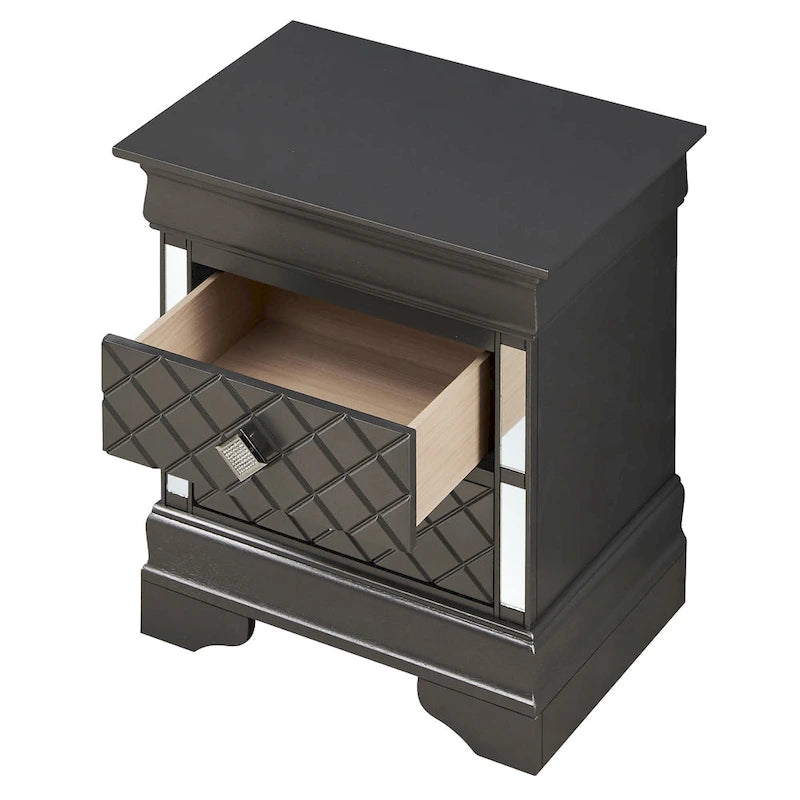 Comodino a 2 cassetti in Legno Specchiato