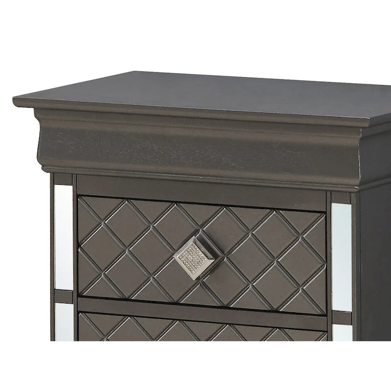 Comodino a 2 cassetti in Legno Specchiato