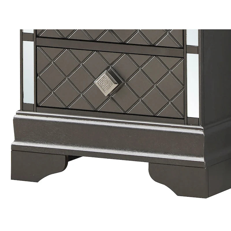 Comodino a 2 cassetti in Legno Specchiato
