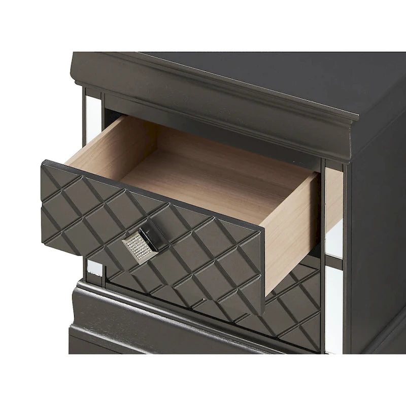 Comodino a 2 cassetti in Legno Specchiato