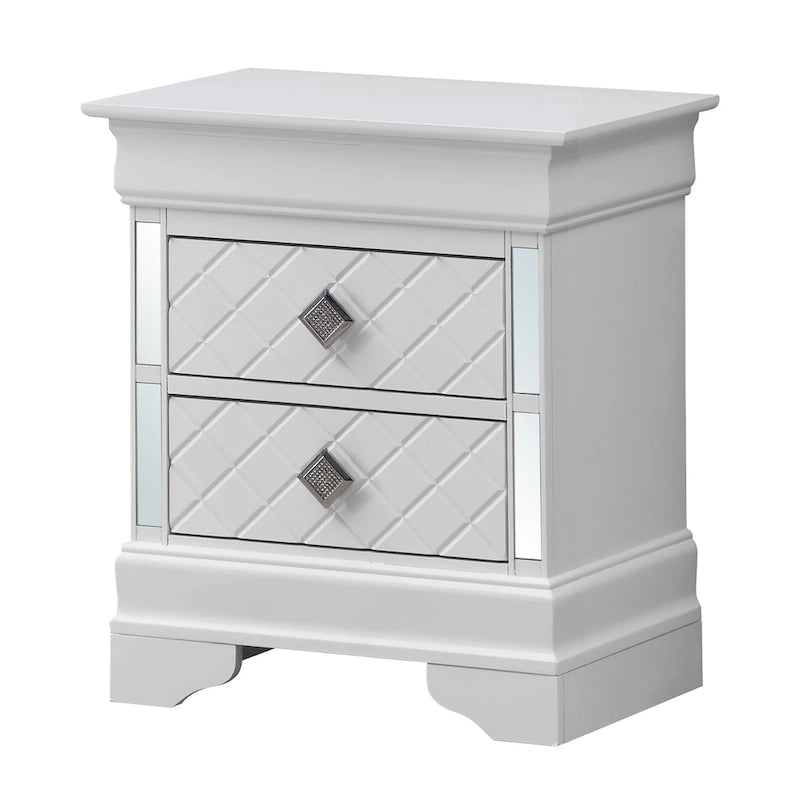 Comodino a 2 cassetti in Legno Specchiato