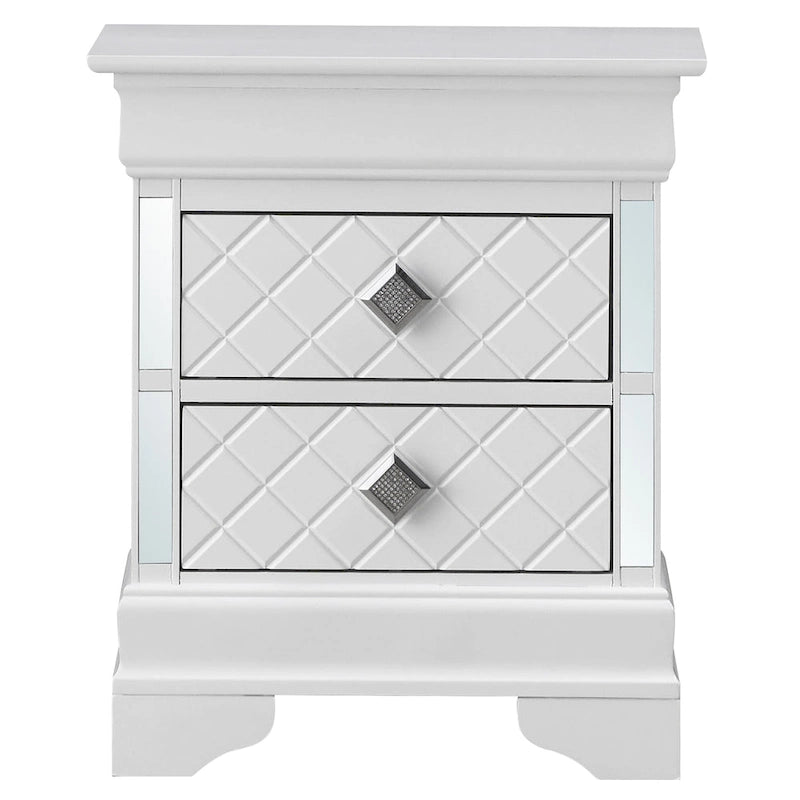 Comodino a 2 cassetti in Legno Specchiato