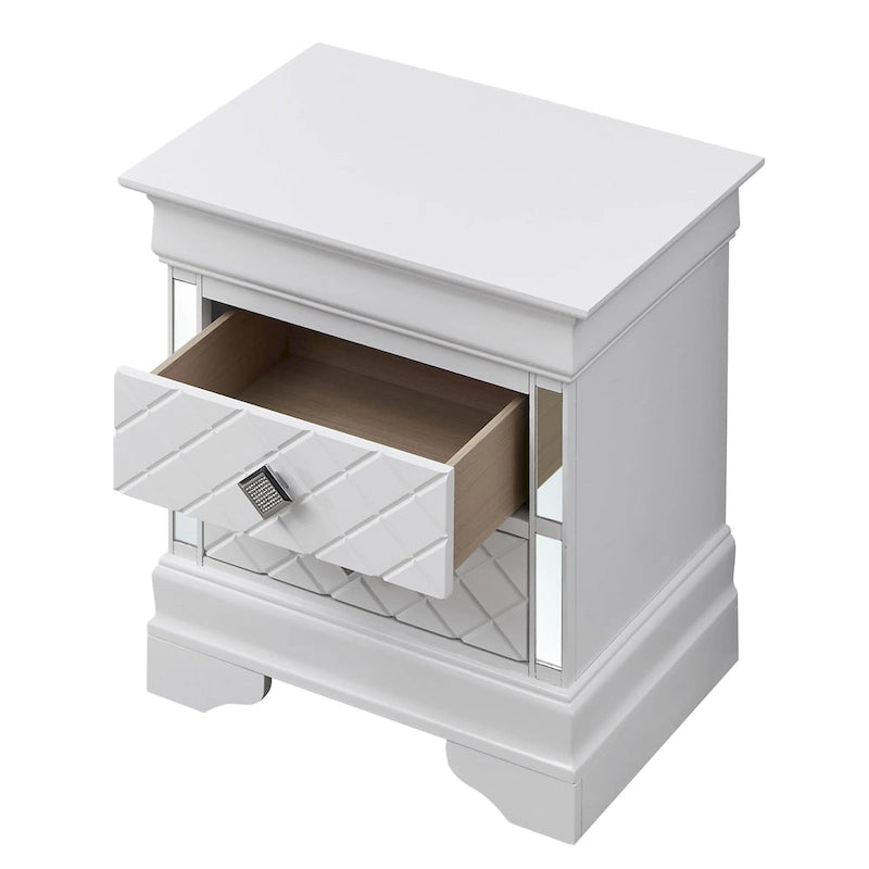 Comodino a 2 cassetti in Legno Specchiato