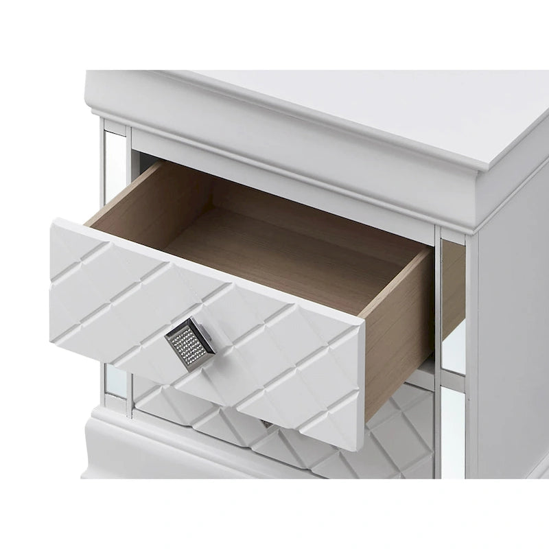 Comodino a 2 cassetti in Legno Specchiato