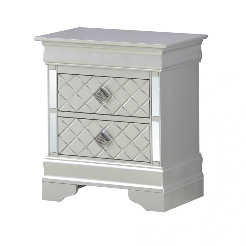 Comodino a 2 cassetti in Legno Specchiato