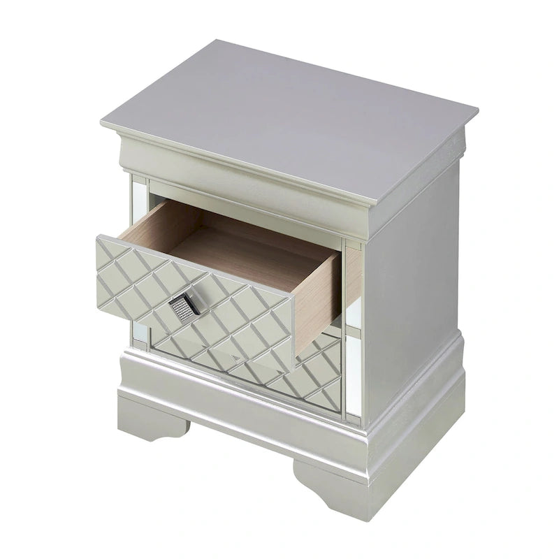 Comodino a 2 cassetti in Legno Specchiato