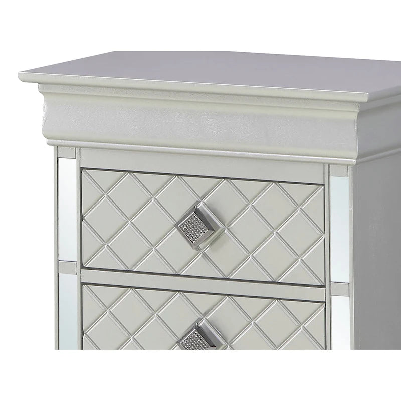Comodino a 2 cassetti in Legno Specchiato