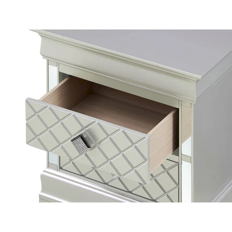 Comodino a 2 cassetti in Legno Specchiato