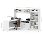 Scrivania a L con libreria