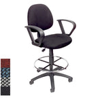 Boss Adjustable Black Loop Arm Drafting Stool with Wheel Casters
