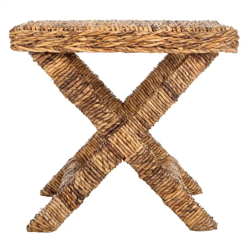 Naturfarbene Flechtwerk-X-Bank - 22 x 22 x 19.5 - 22Wx22Dx20H