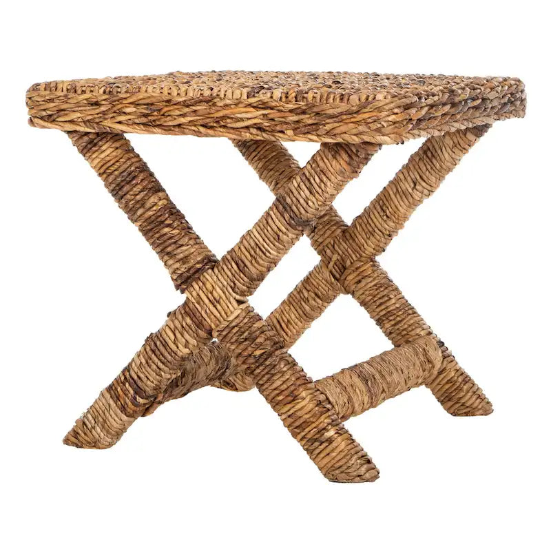 Naturfarbene Flechtwerk-X-Bank - 22 x 22 x 19.5 - 22Wx22Dx20H