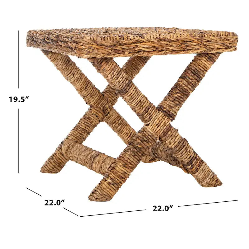 Naturfarbene Flechtwerk-X-Bank - 22 x 22 x 19.5 - 22Wx22Dx20H