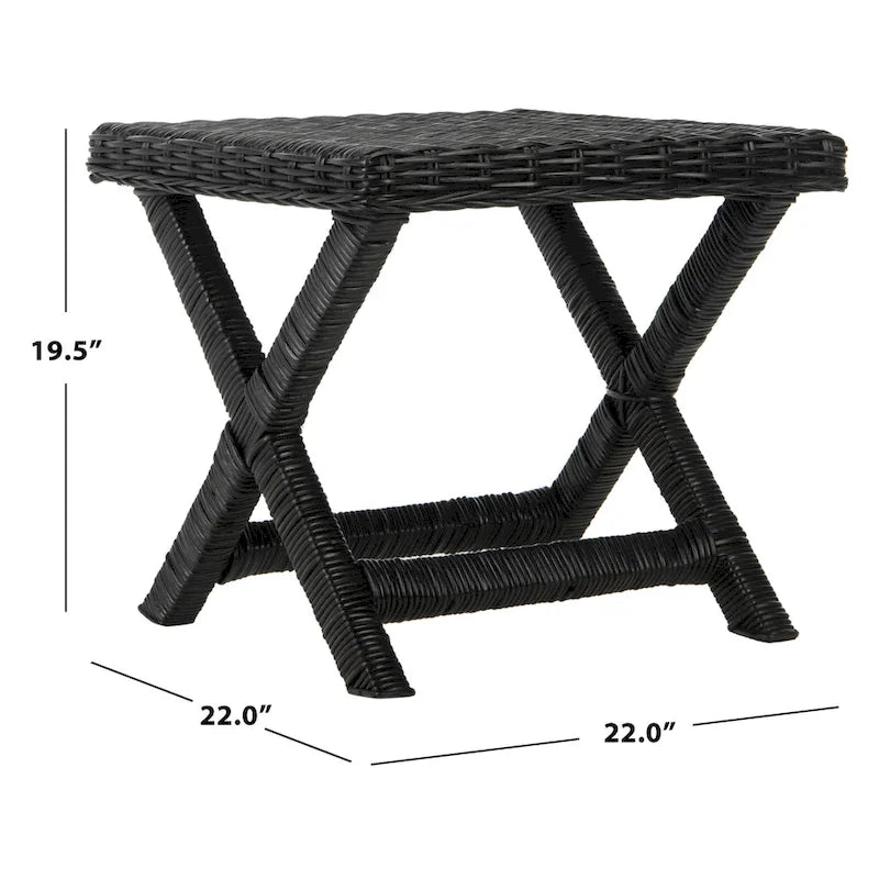 Naturfarbene Flechtwerk-X-Bank - 22 x 22 x 19.5 - 22Wx22Dx20H