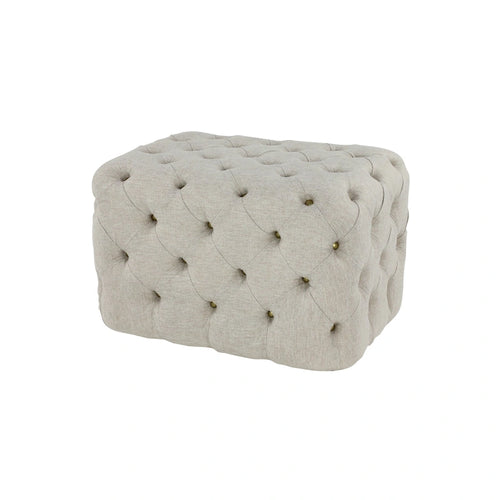 Panca Ottomana Moderna Glam in Legno, Rivestita in Tessuto Trapuntato, Colore Nero, Marrone Chiaro o Grigio
