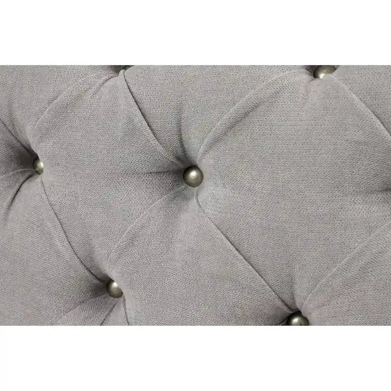 Panca ottomana moderna glamour in tessuto trapuntato, in legno nero, marrone chiaro o grigio
