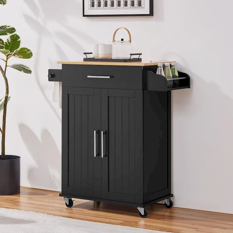 Carrello da cucina con portasciugamani, cassetto e 2 ante