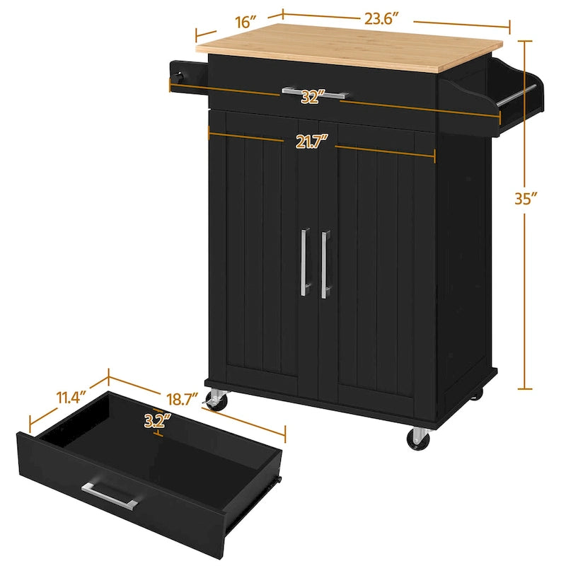 Carrello da cucina con portasciugamani, cassetto e 2 ante
