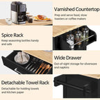 Carrello da cucina con portasciugamani, cassetto e 2 ante