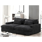 Divano Letto Luxe con Morbida Rivestitura in Corduroy Design Doppio Chaise Convertibile in Letto Matrimoniale Extra Large