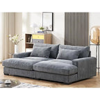 Divano Letto Luxe con Morbida Rivestitura in Corduroy Design Doppio Chaise Convertibile in Letto Matrimoniale Extra Large