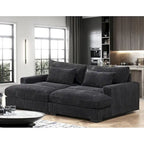 Divano Letto Luxe con Morbida Rivestitura in Corduroy Design Doppio Chaise Convertibile in Letto Matrimoniale Extra Large