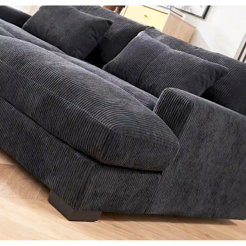 Divano Letto Luxe con Morbida Rivestitura in Corduroy Design Doppio Chaise Convertibile in Letto Matrimoniale Extra Large