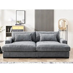 Divano Letto Luxe con Morbida Rivestitura in Corduroy Design Doppio Chaise Convertibile in Letto Matrimoniale Extra Large