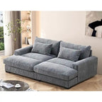 Divano Letto Luxe con Morbida Rivestitura in Corduroy Design Doppio Chaise Convertibile in Letto Matrimoniale Extra Large