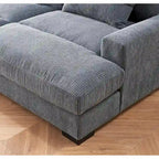 Divano Letto Luxe con Morbida Rivestitura in Corduroy Design Doppio Chaise Convertibile in Letto Matrimoniale Extra Large