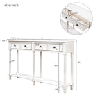 Tavolo Consolle Tavolo da Divano Facile Montaggio con Due Cassetti Contenitori e Ripiano Inferiore per Soggiorno, Ingresso