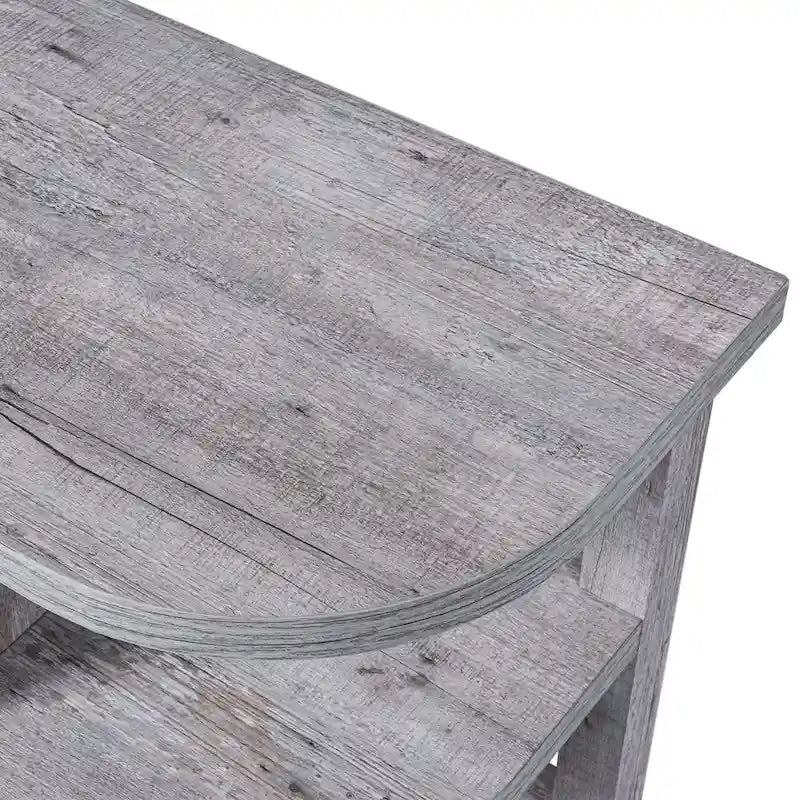 Mobile TV in legno grigio chiaro da 48 pollici con caminetto elettrico da 18 pollici con inserto nero