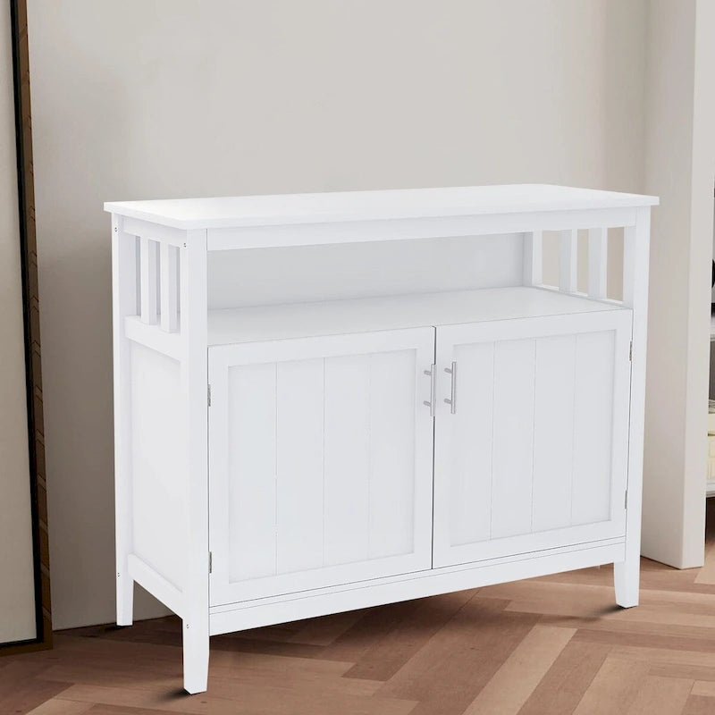 Credenza classica minimalista in legno con un armadietto e un vano a giorno