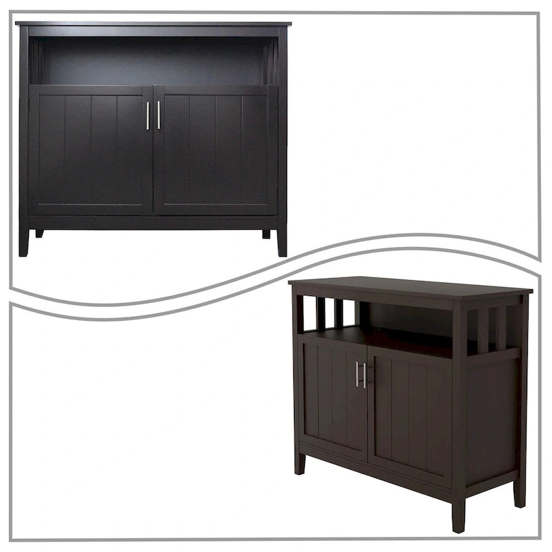 Credenza classica minimalista in legno con un armadietto e un vano a giorno