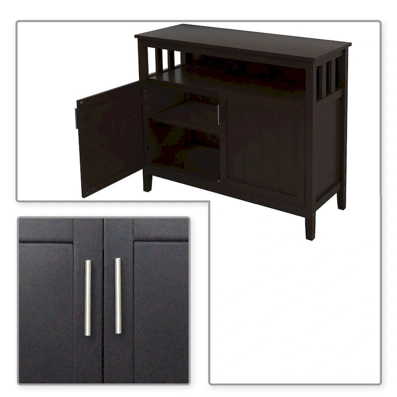 Credenza classica minimalista in legno con un armadietto e un vano a giorno