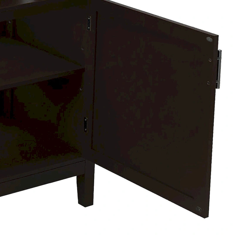 Credenza classica minimalista in legno con un armadietto e un vano a giorno