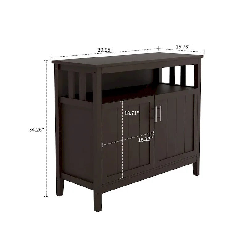 Credenza classica minimalista in legno con un armadietto e un vano a giorno