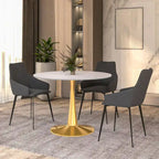 Tavolo da pranzo rotondo da 100 cm per 4 persone con piano in MDF e base in acciaio color oro per cucina e sala da pranzo