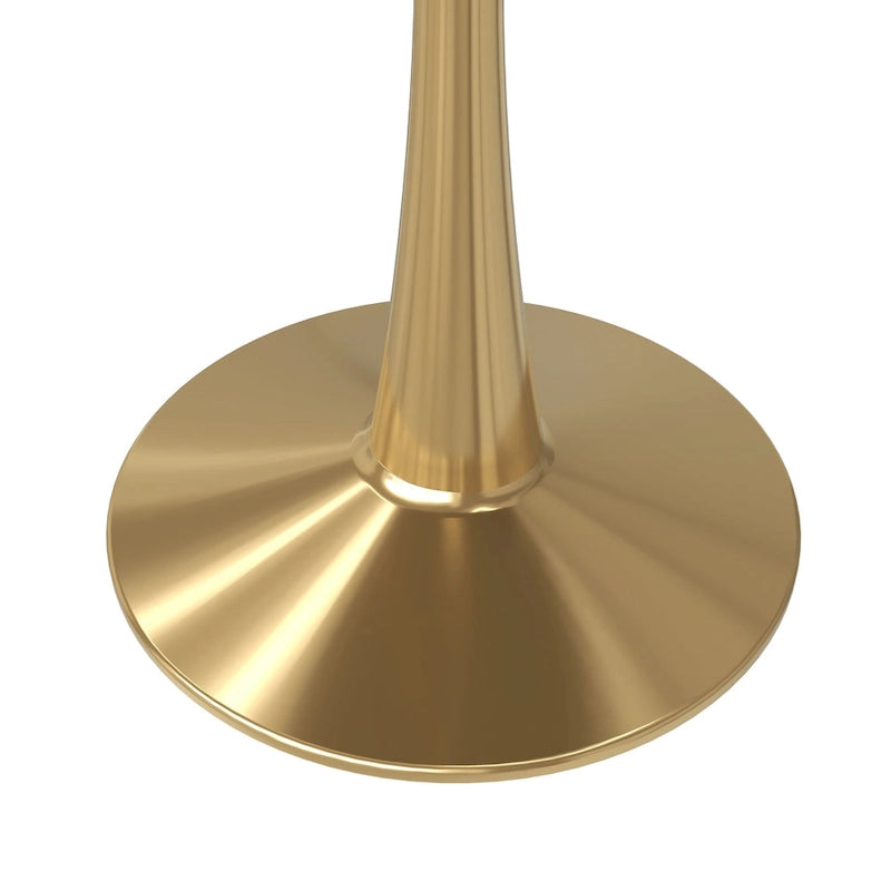Tavolo da pranzo rotondo da 100 cm per 4 persone con piano in MDF e base in acciaio color oro per cucina e sala da pranzo