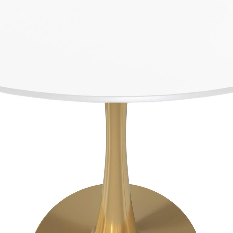 Tavolo da pranzo rotondo da 100 cm per 4 persone con piano in MDF e base in acciaio color oro per cucina e sala da pranzo