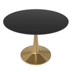 Tavolo da pranzo rotondo da 100 cm per 4 persone con piano in MDF e base in acciaio color oro per cucina e sala da pranzo