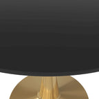 Tavolo da pranzo rotondo da 100 cm per 4 persone con piano in MDF e base in acciaio color oro per cucina e sala da pranzo